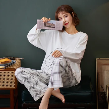 Cute Rabbit Pajamas For Women Cotton Long Sleeve Sleepwear Casual Pijama Sets 2 Pieces Cartoon Print Pyjamas Big Size
Cute Rabbit Pajamas For Women Cotton Long Sleeve Sleepwear Casual Pijama Sets 2 Pieces Cartoon Print Pyjamas Big Size