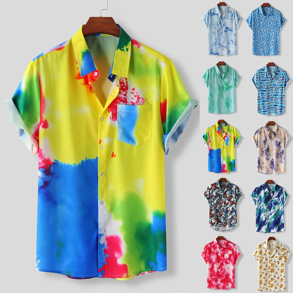 Casual Men Shirts Colorful 10 colors M-3XL Tie-dye Print Summer Short Sleeve Loose Buttons Casual Shirt turn down collect Z4 new
Casual Men Shirts Colorful 10 colors M-3XL Tie-dye Print Summer Short Sleeve Loose Buttons Casual Shirt turn down collect Z4 new