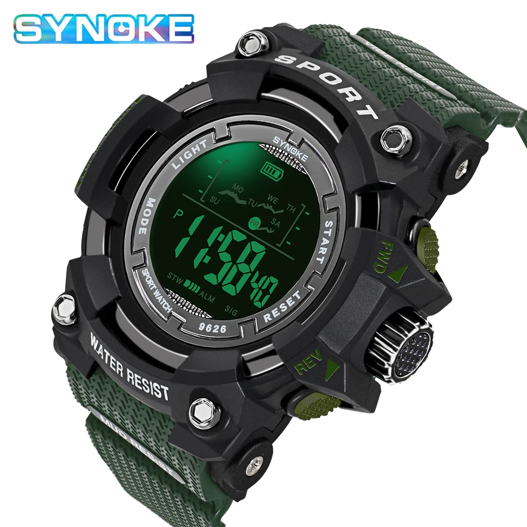 SYNOKE LED Display Men Sport Watches Top Brand Digital Wristwatch Military Army Green Luminous Alarm Male Electronic Clock
SYNOKE LED Display Men Sport Watches Top Brand Digital Wristwatch Military Army Green Luminous Alarm Male Electronic Clock