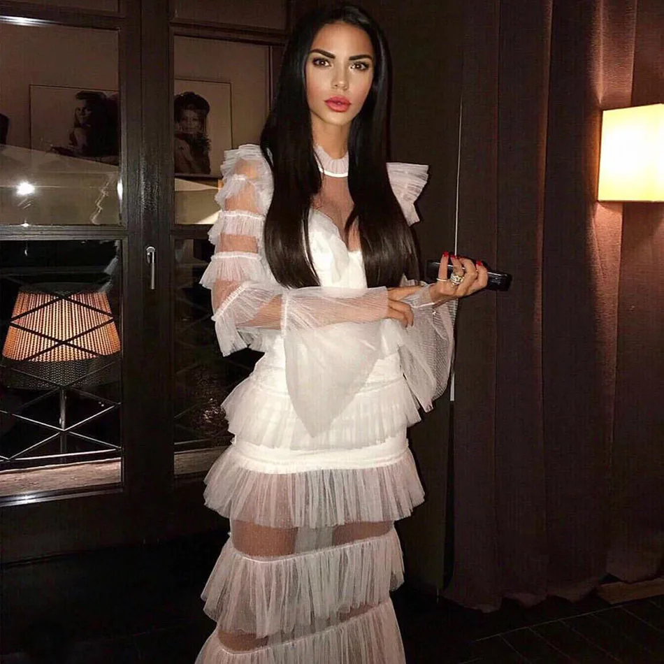 Amily.c Fashion elegant women's dress white gauze lace long-sleeved ruffled long dress new autumn sexy celebrity party dress
Amily.c Fashion elegant women's dress white gauze lace long-sleeved ruffled long dress new autumn sexy celebrity party dress