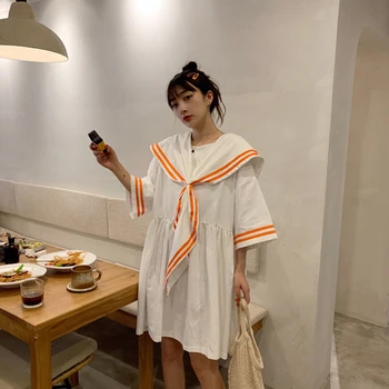 New Japanese Mori Girl Women Cute Mini Dress Uniform Kawaii Preppy Style Tie Small Fresh Sailor Collar Oversized Cosplay Dress 
New Japanese Mori Girl Women Cute Mini Dress Uniform Kawaii Preppy Style Tie Small Fresh Sailor Collar Oversized Cosplay Dress