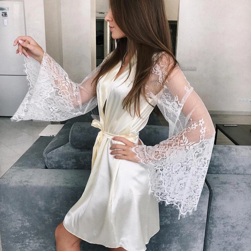Perfect Wedding Bride Bridesmaid Robes Dressing Gown Women Nightwear Large Size Sexy Satin Night Robe Lace Bathrobe
Perfect Wedding Bride Bridesmaid Robes Dressing Gown Women Nightwear Large Size Sexy Satin Night Robe Lace Bathrobe
