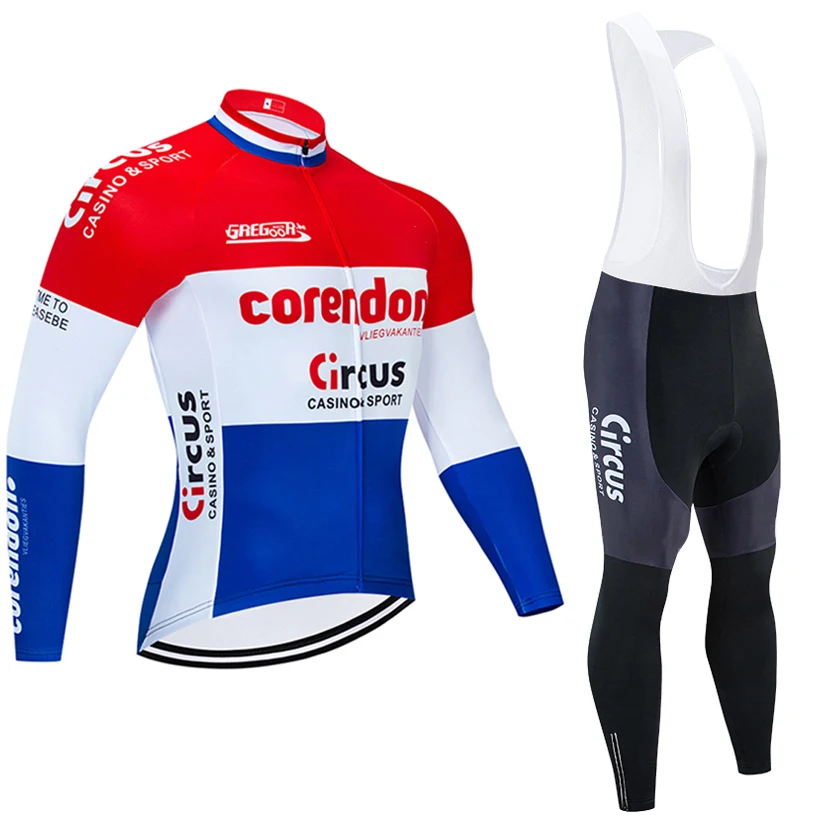 Зима 2020 команда Corendon с длинным рукавом Велоспорт Джерси велосипед брюки набор