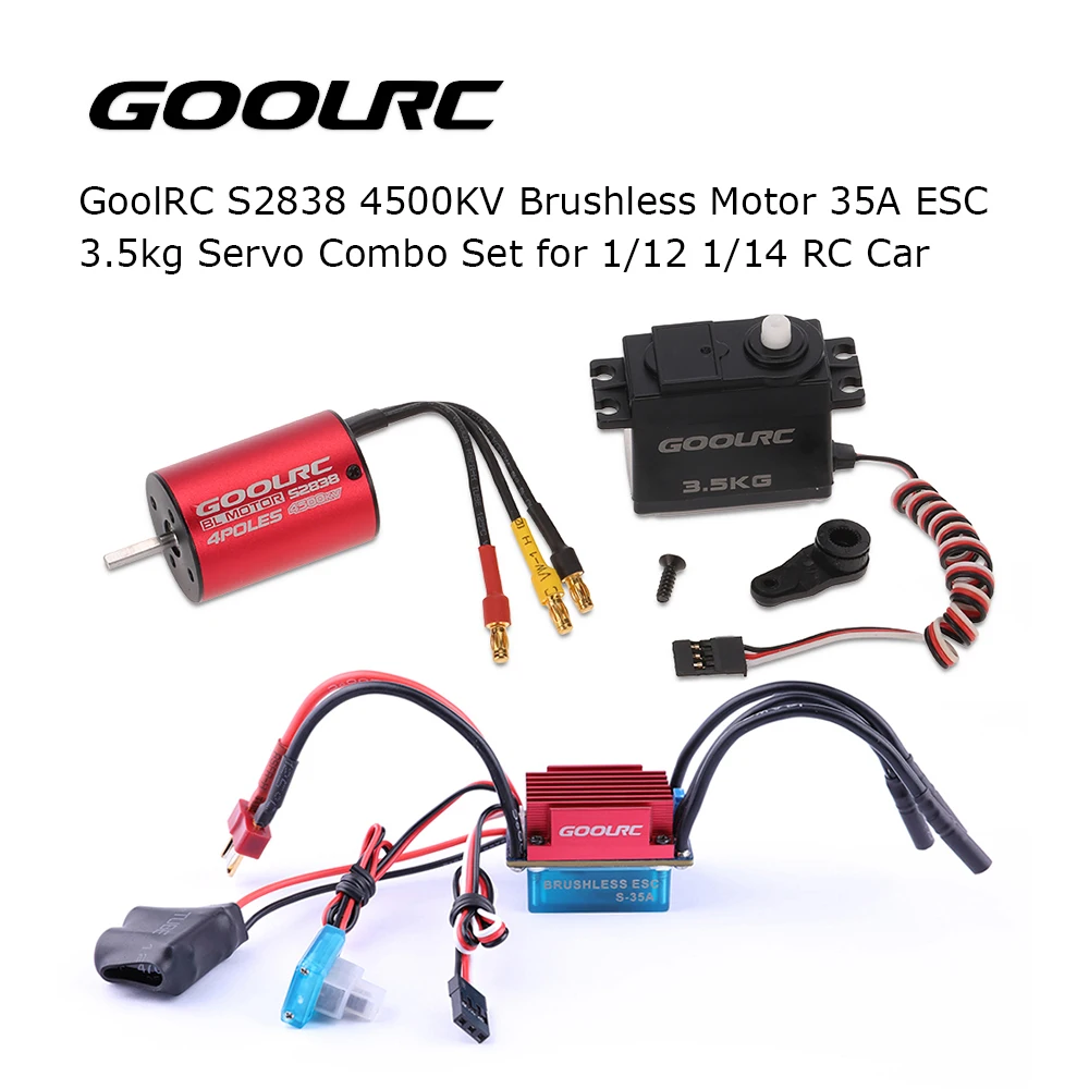 High Efficiency GoolRC S2838 4500KV Brushless Motor 35A ESC 3.5kg Servo Combo Set for 1/12 1/14 RC Car
High Efficiency GoolRC S2838 4500KV Brushless Motor 35A ESC 3.5kg Servo Combo Set for 1/12 1/14 RC Car