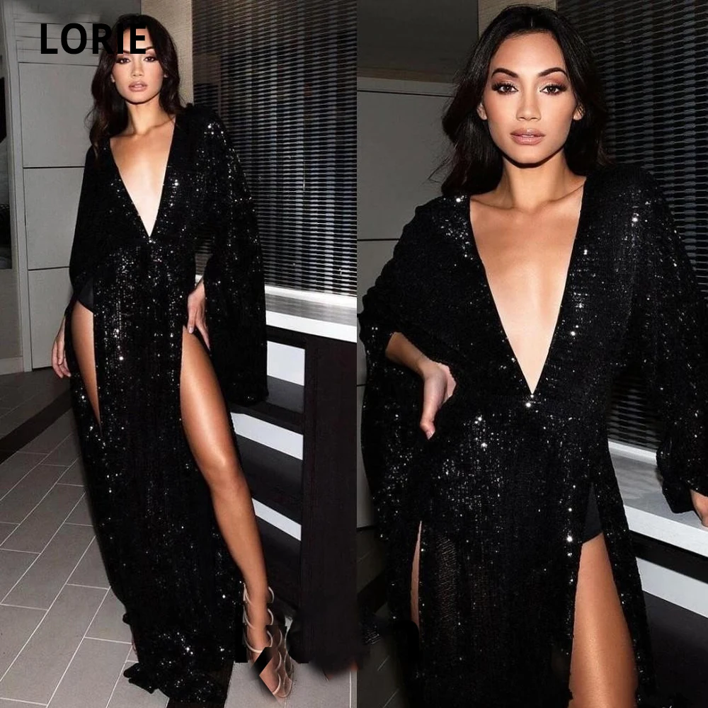 LORIE Black Sequins Evening Dress with High Split Special Occasion robe soiree Islamic Dubai Kaftan Saudi Arabic Boho Prom Dress
LORIE Black Sequins Evening Dress with High Split Special Occasion robe soiree Islamic Dubai Kaftan Saudi Arabic Boho Prom Dress