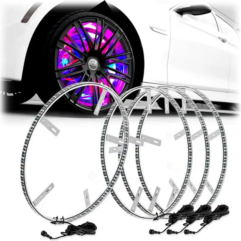 4PCS Car LED Wheel Ring Lights RGB 5050 SMD LED Chips 15.5 Inch bluetooth Control Single Row Light Strip for Car
4PCS Car LED Wheel Ring Lights RGB 5050 SMD LED Chips 15.5 Inch bluetooth Control Single Row Light Strip for Car