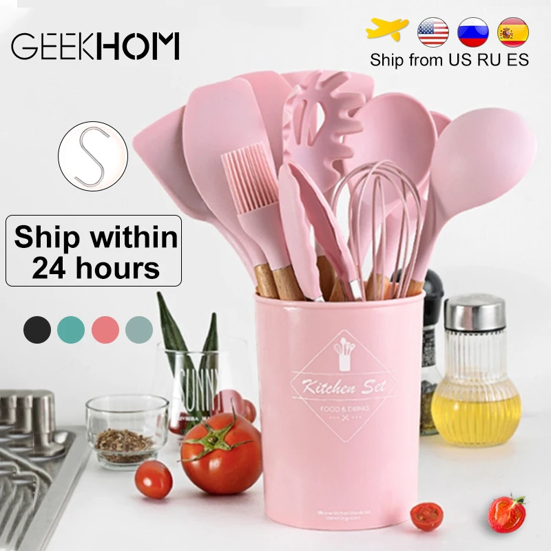 Geenkhom Silicone Cooking Utensils Tools Set Non-Stick Spatula Shovel Wooden Handle Baking Kitchenware Kitchen Tool Accessories
Geenkhom Silicone Cooking Utensils Tools Set Non-Stick Spatula Shovel Wooden Handle Baking Kitchenware Kitchen Tool Accessories