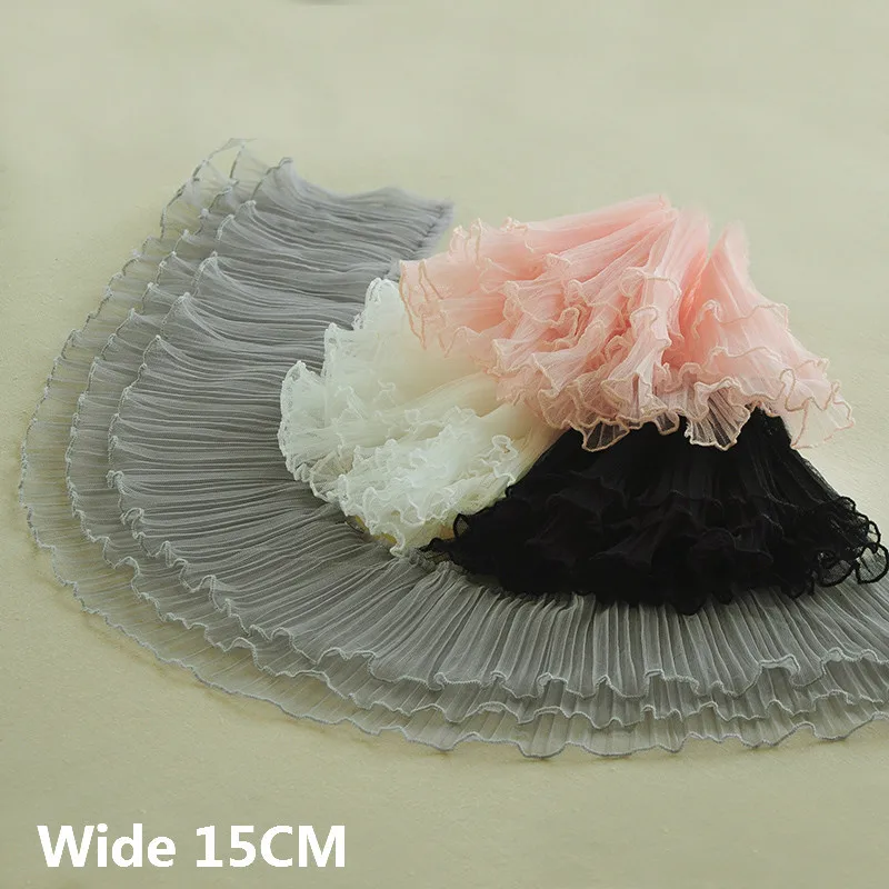 15CM Wide Three Layers 3D Pleated Soft Mesh Lace Fabric Elastic Ruffle Trim Embroidery Ribbon Wedding Skirts Dress Sewing Decor
15CM Wide Three Layers 3D Pleated Soft Mesh Lace Fabric Elastic Ruffle Trim Embroidery Ribbon Wedding Skirts Dress Sewing Decor