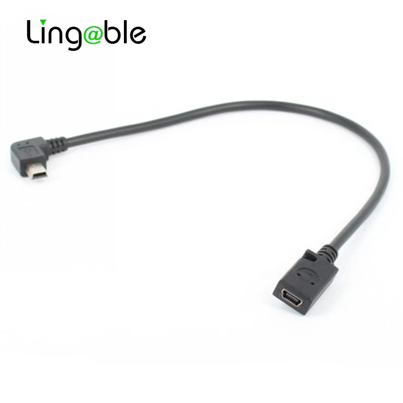 

Lingable Right Angle Mini USB 5Pin Male to Female M/F 90 Degree Extension Cable data sync Extender cabo Cord 27cm