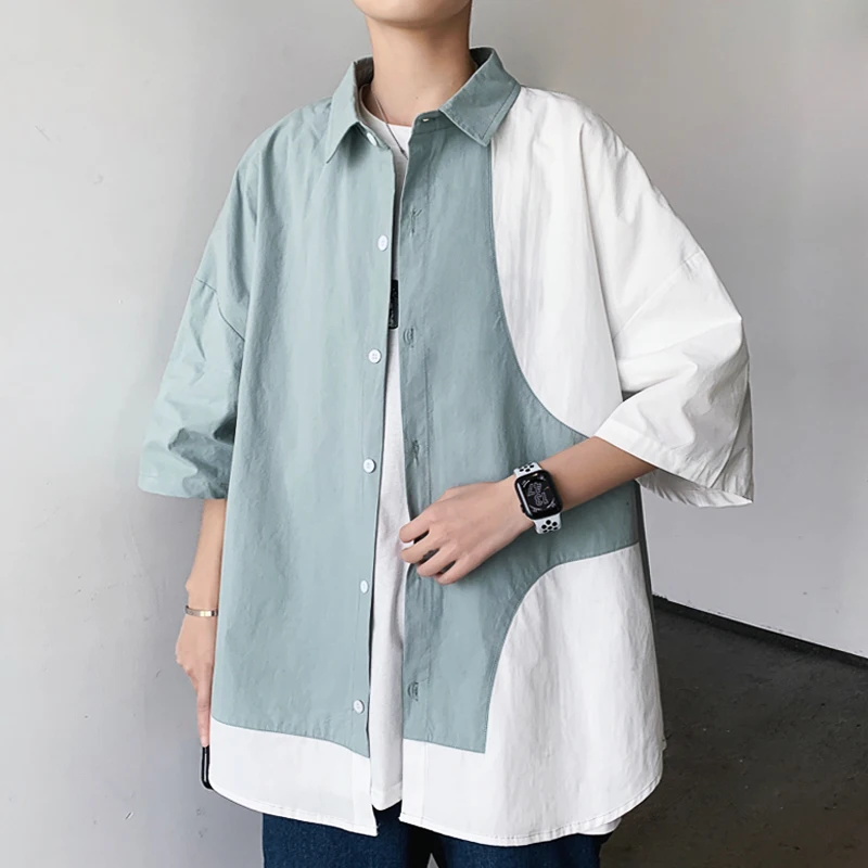 2023 New Summer Men Short Sleeve Shirts Harajuku Tops Mens Shirts Patchwork Streetwear Dress Shirts
2023 New Summer Men Short Sleeve Shirts Harajuku Tops Mens Shirts Patchwork Streetwear Dress Shirts