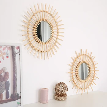 50CM Rattan Mirror Round Makeup Mirror Dressing Wall Hanging Art Sculpture Home Decorations Wall Decorations R1624
50CM Rattan Mirror Round Makeup Mirror Dressing Wall Hanging Art Sculpture Home Decorations Wall Decorations R1624