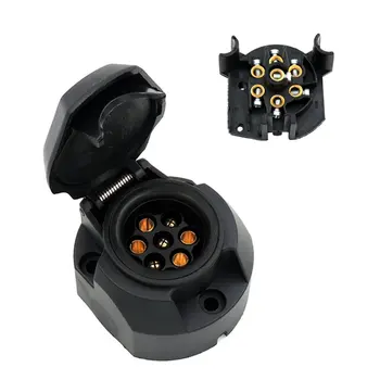 Multifunctional European Car 7 Hole Socket Trailer Adapter Truck Interface Rv Power Cord Socket Waterproof Connector 12V