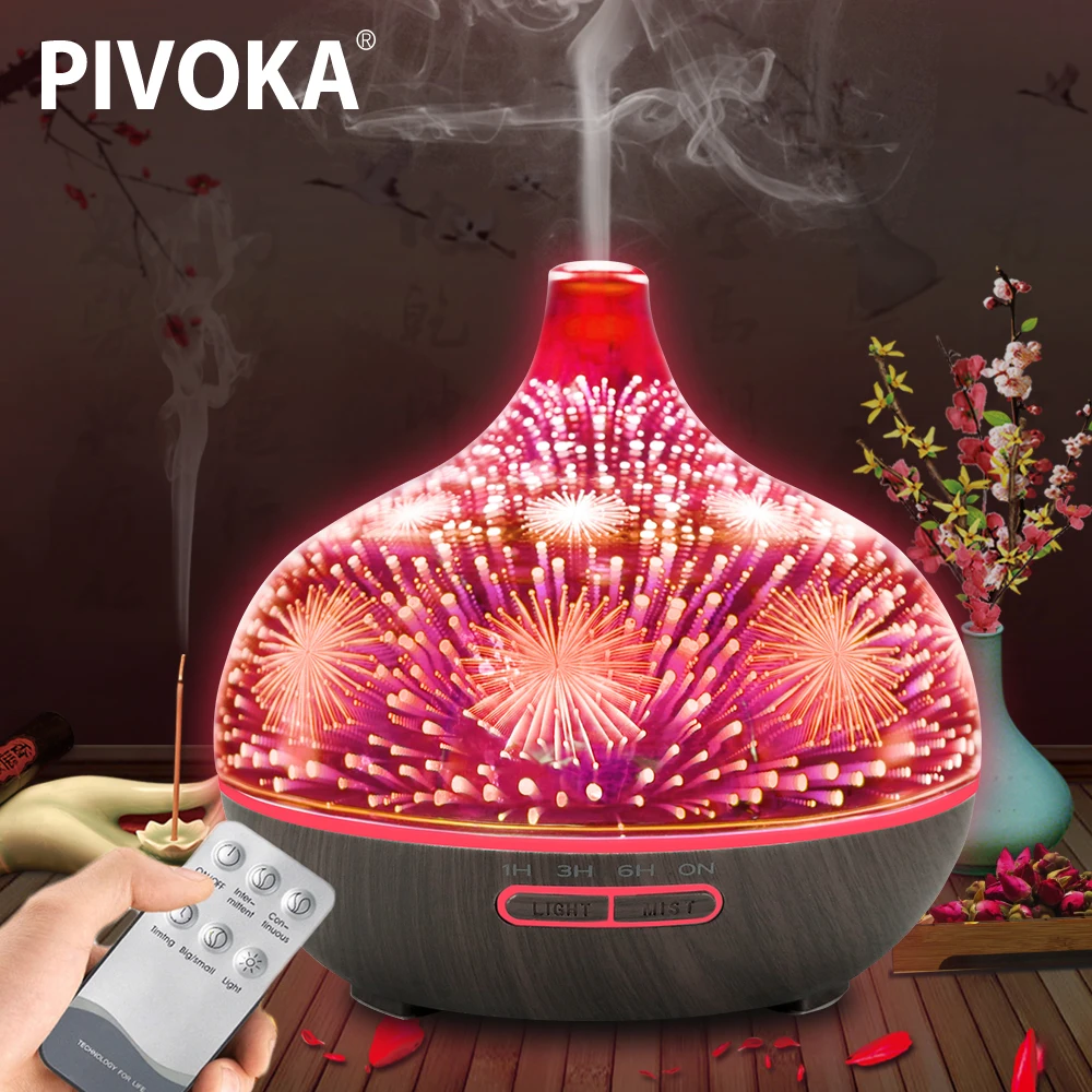 PIVOKA 400ml Air Humidifier 3D Aroma Diffuser Essential Oil Aromatherapy Ultrasonic Wood Mist Maker Remote Control 7 Color LED
PIVOKA 400ml Air Humidifier 3D Aroma Diffuser Essential Oil Aromatherapy Ultrasonic Wood Mist Maker Remote Control 7 Color LED