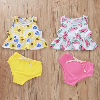 2020 Sunflower Outfits Baby Newborn Infant Girl Ruffle Tops and Mini Shorts 2pc Set Watermelon Print 0-24M Twins Baby Clothes
2020 Sunflower Outfits Baby Newborn Infant Girl Ruffle Tops and Mini Shorts 2pc Set Watermelon Print 0-24M Twins Baby Clothes