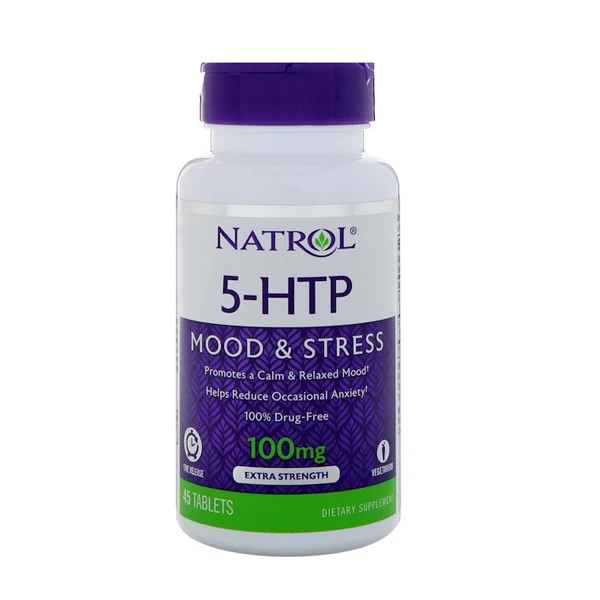 Natrol 5 HTP 100 мг способствует спокойному и расслабленному настроению помогает