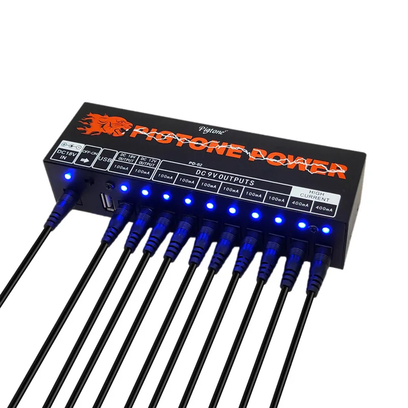 Pigtone PD-02 Guitar Pedal Power Supply 10 Way Isolated Output Power Electric Guitar Effect Power Accessories With USB charge
Pigtone PD-02 Guitar Pedal Power Supply 10 Way Isolated Output Power Electric Guitar Effect Power Accessories With USB charge