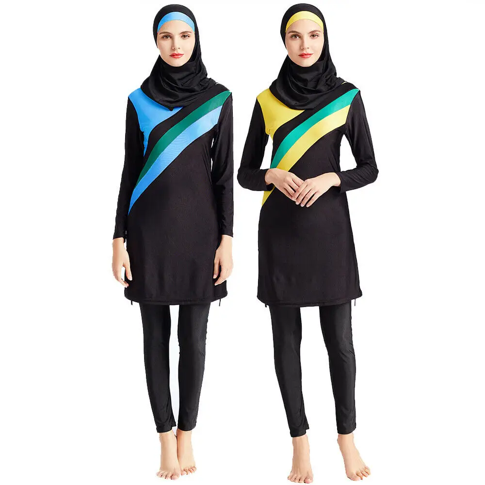 

Мусульманские купальники 6XL, Женский скромный раздельный купальник, 3 шт., мусульманские Burkini, пляжная одежда, купальный костюм, закрытые купальные костюмы