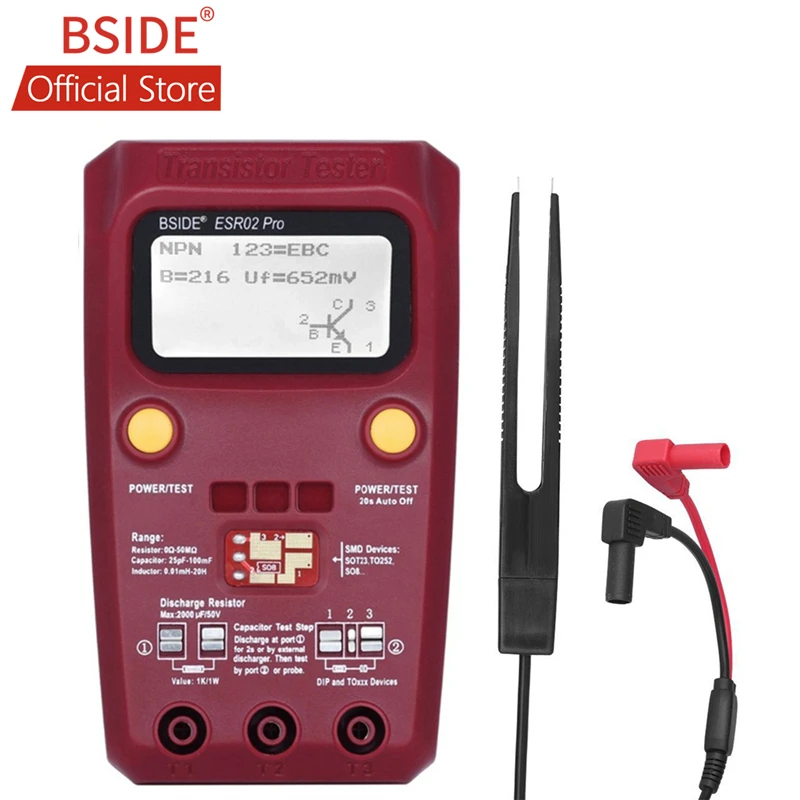 Цифровой тестер BSIDE ESR02 PRO SMD компоненты диод Триод резистор конденсатор индуктор