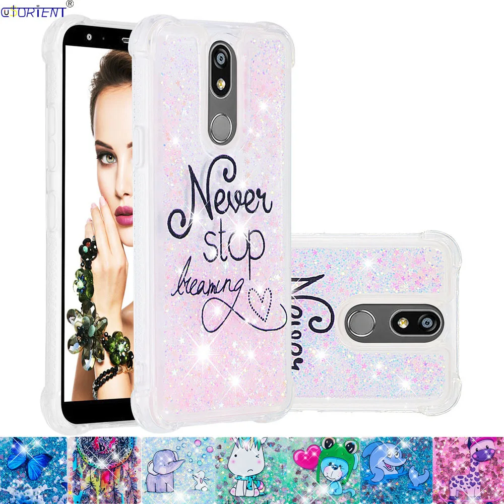 For LG X4 2019 Glitter Liquid Cover K40 Soft Silicone Bumper Case Harmony 3 Xpression Plus 2 Cute Bling Quicksand Fitted | Мобильные