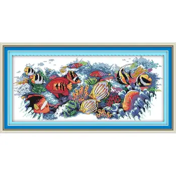 Tropical fish in the ocean Cross stitch with pattern count 11CT 14CT Canvas print Chinese cross stitch embroidery kit Needlework
Tropical fish in the ocean Cross stitch with pattern count 11CT 14CT Canvas print Chinese cross stitch embroidery kit Needlework