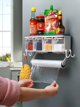 Kitchen Rack Free Punching Storage Rack Wall-mounted Seasoning Rack MSG Seasoning Box Household Seasoning Seasoning Rack 
Kitchen Rack Free Punching Storage Rack Wall-mounted Seasoning Rack MSG Seasoning Box Household Seasoning Seasoning Rack
