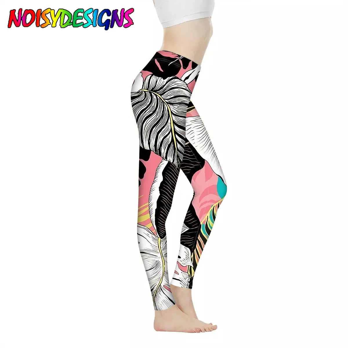 

NOISYDESIGNS Sport Leggings Women Yoga Pants Custom Workout Running Pants Hawaiian Tropical Flower Prints Sportswear Legging