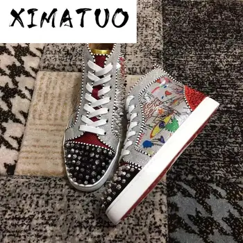 Brand Shoes Men Sneakers High top Graffiti Shoes Men's Casual Shoes Male Red Bottom Designer Rivets zapatillas hombre
Brand Shoes Men Sneakers High top Graffiti Shoes Men's Casual Shoes Male Red Bottom Designer Rivets zapatillas hombre