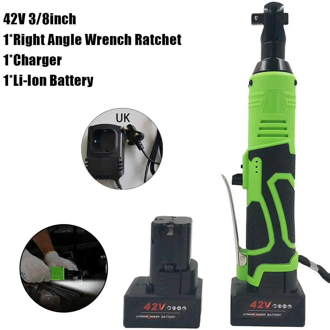 42V 3/8inch Electric Cordless Ratchet Right Angle Wrench Drill W/ Li-ion Battery 100% Brand New And High Quality
42V 3/8inch Electric Cordless Ratchet Right Angle Wrench Drill W/ Li-ion Battery 100% Brand New And High Quality