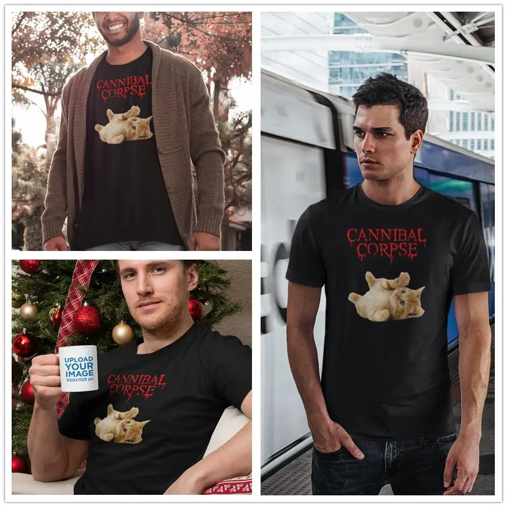 Футболка Cannibal Corpse с принтом кота графические рубашки размера плюс Мужская