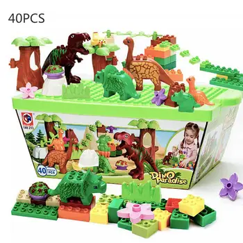

40pcs Building Blocks Plastic Kids Toys Jurassic Dinosaur Park World Figure Learning And Educational Toys Assembling Toys