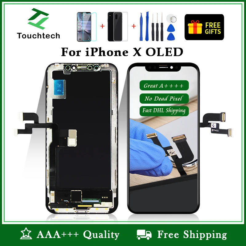 100% Tested Screen for iPhone X OLED&TFT Screen LCD Display with Glass Touch Screen Assembly Replacement Digitizer Replace Parts
100% Tested Screen for iPhone X OLED&TFT Screen LCD Display with Glass Touch Screen Assembly Replacement Digitizer Replace Parts