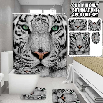 180x180cm 1Pc/3Pcs/4Pcs White Tiger With 12 Hooks Bathroom Shower Curtain Toilet Mat Lid Rug Curtain Sets
180x180cm 1Pc/3Pcs/4Pcs White Tiger With 12 Hooks Bathroom Shower Curtain Toilet Mat Lid Rug Curtain Sets