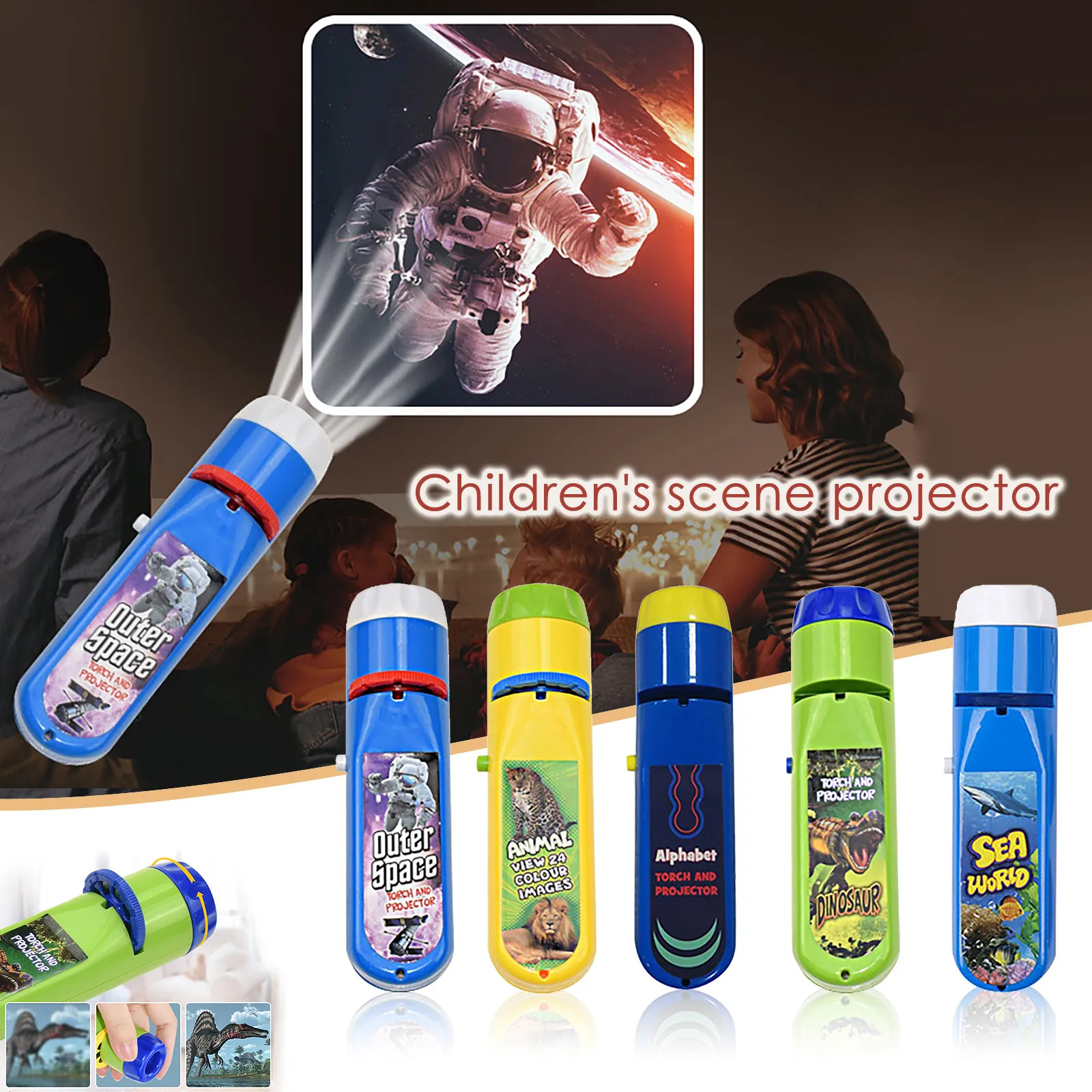 Children Projector Flashlight Astronaut Dinosaur Marine Animal Realistic Action Educational Toys Bedtime Learning Fun Toy
Children Projector Flashlight Astronaut Dinosaur Marine Animal Realistic Action Educational Toys Bedtime Learning Fun Toy