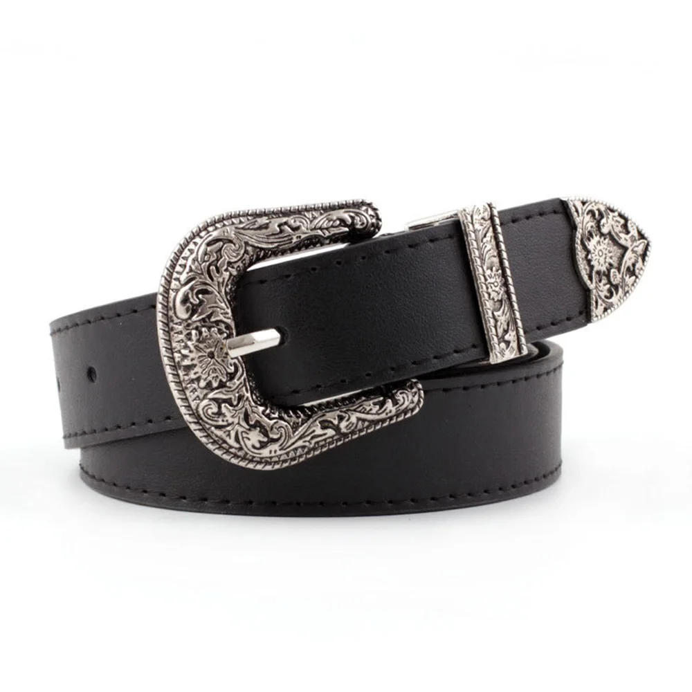 Fasion Vintage Carved and Exquisite Women's Belt Black Three Piece Trouser Belt Popular In Europe and America HQ Needle Buckle 
Fasion Vintage Carved and Exquisite Women's Belt Black Three Piece Trouser Belt Popular In Europe and America HQ Needle Buckle