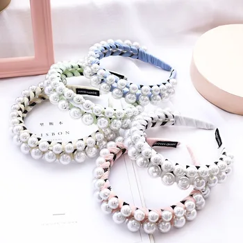 

Dvacaman Double Layers Simulated Pearl Hairband Handmade Woven Headband Women Wholesale Hair Accessories Dropshipping Party Gift