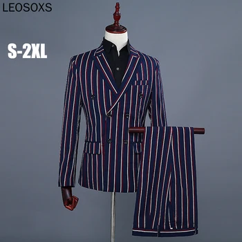 S-2XL Brand Men's Fashion Blue Stripe Blazer Pants Two Piece Groomsmen Wedding Suit Mens Suits Latest Coat Pant Designs 2020
S-2XL Brand Men's Fashion Blue Stripe Blazer Pants Two Piece Groomsmen Wedding Suit Mens Suits Latest Coat Pant Designs 2020
