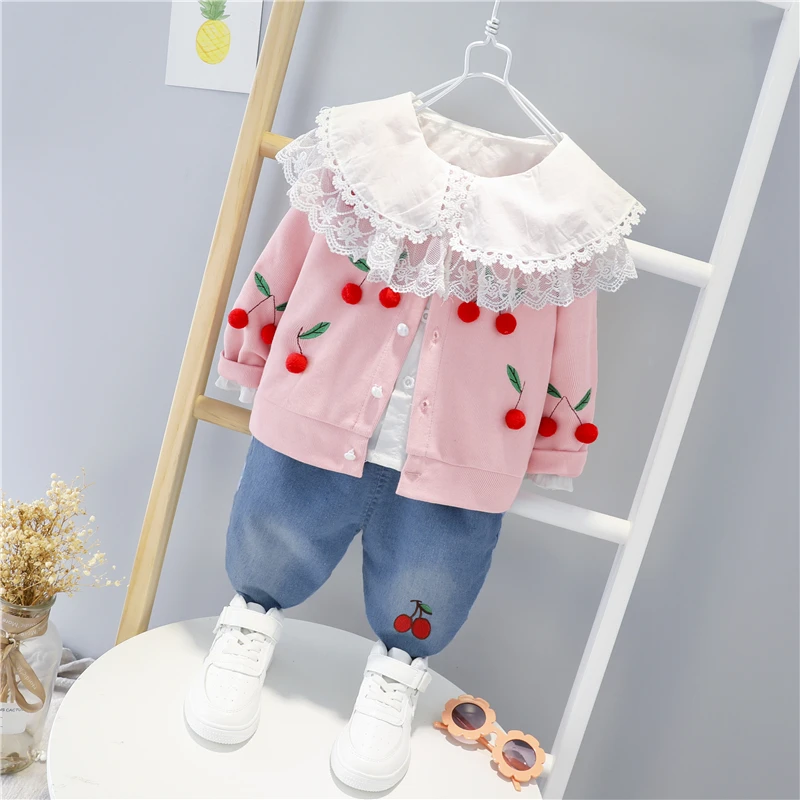 Baby Girls Clothing Sets Spring Autumn Lace Cherry Coats Shirt Jeans Toddler Infant Newborn Clothing Children Casual Clothes
Baby Girls Clothing Sets Spring Autumn Lace Cherry Coats Shirt Jeans Toddler Infant Newborn Clothing Children Casual Clothes