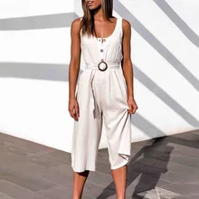 Women Elegant High Waist 2021 Summer Casual Overalls Ladies Sleeveless Solid Jumpsuits with Sashes Wide Leg Rompers for Female
Women Elegant High Waist 2021 Summer Casual Overalls Ladies Sleeveless Solid Jumpsuits with Sashes Wide Leg Rompers for Female