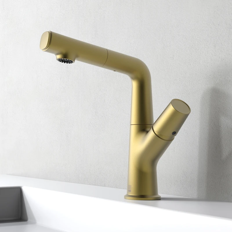 Luxury brass brushed gold bathroom sink faucet multifunctional pull out basin faucet Liftable rotatable push-button change
Luxury brass brushed gold bathroom sink faucet multifunctional pull out basin faucet Liftable rotatable push-button change