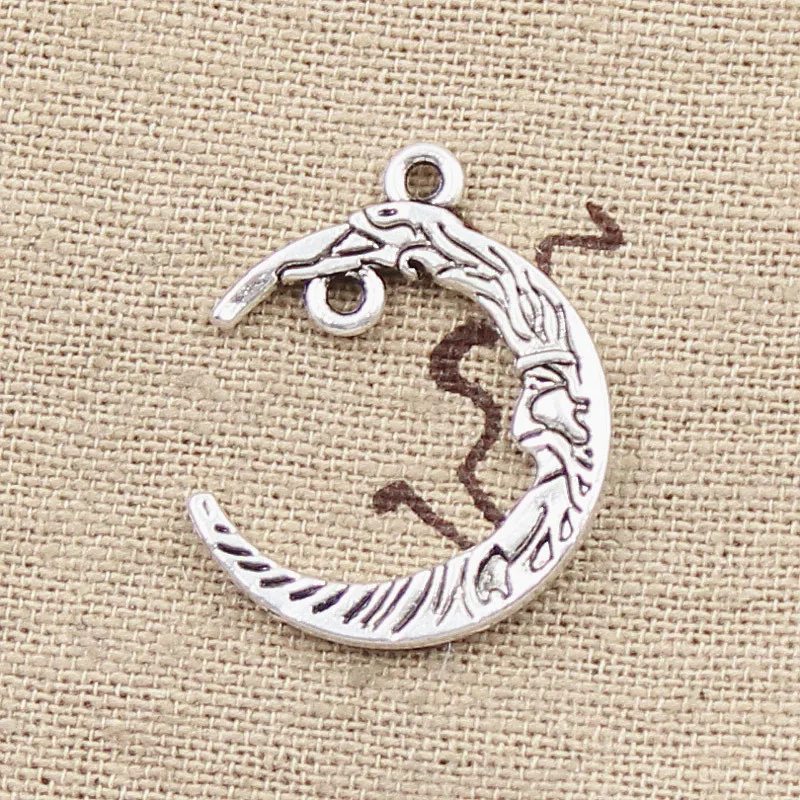 

15pcs Charms Moon Face Link 26x21mm Antique Silver Color Pendants DIY Necklace Crafts Making Findings Handmade Tibetan Jewelry