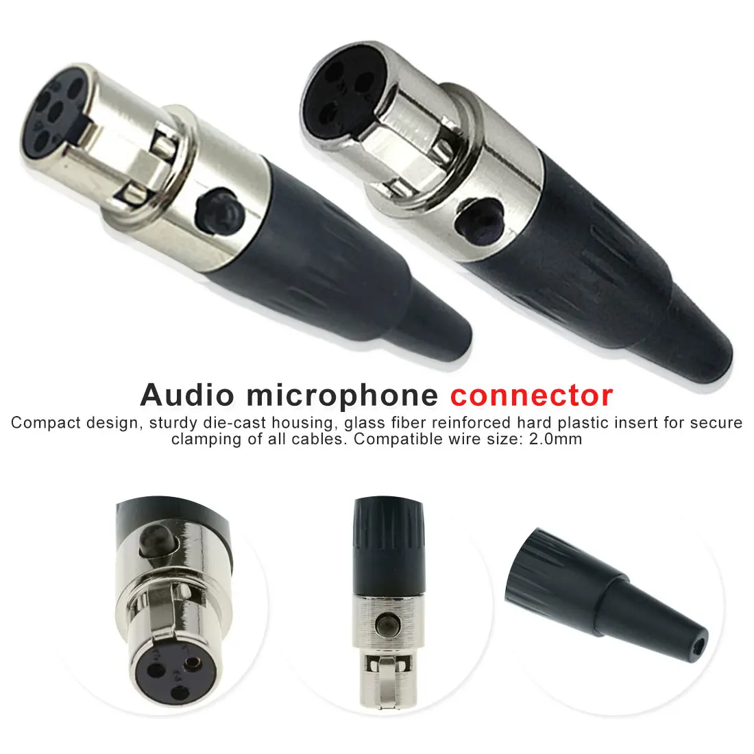 1pc Small XLR Audio Microphone Connector Mini XLR 3/4 Pin Female Plug for MIC Soldering Straight
1pc Small XLR Audio Microphone Connector Mini XLR 3/4 Pin Female Plug for MIC Soldering Straight