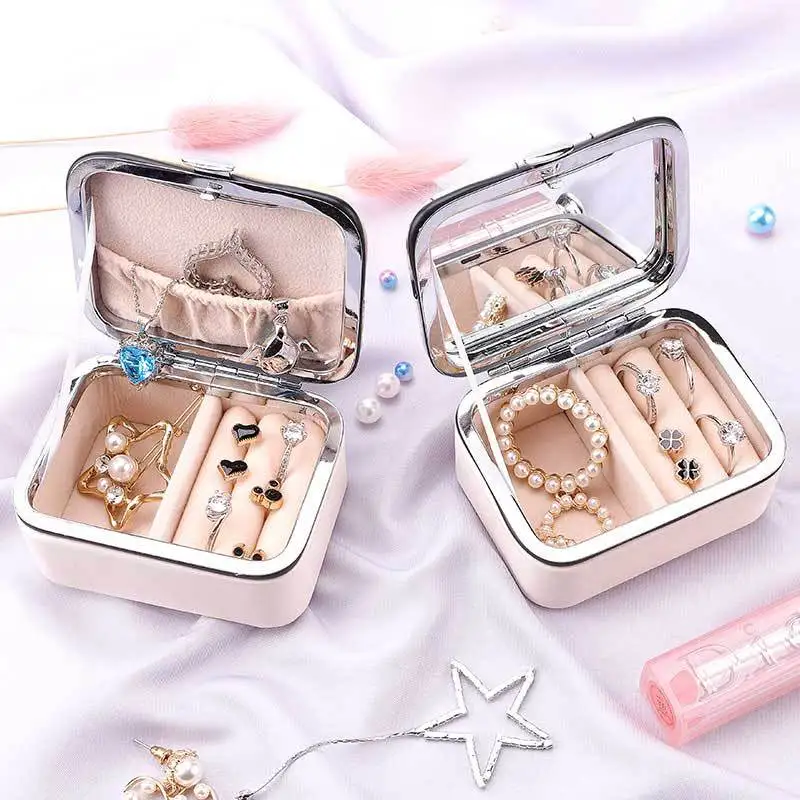 Fine Pink Jewlery Box Solid Color Ring Earring Pendants Multifunction Box Cute Romantic Elegant Pocket with Mirror Jewlery Box
Fine Pink Jewlery Box Solid Color Ring Earring Pendants Multifunction Box Cute Romantic Elegant Pocket with Mirror Jewlery Box