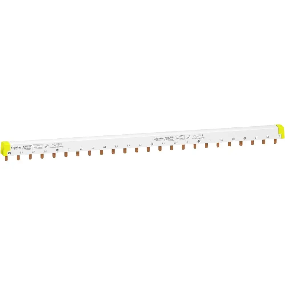 Busbar, copper connection line A9XPH424, 24 circuits can be connected to 6 4P circuit breakers 24x18mm comb bus
Busbar, copper connection line A9XPH424, 24 circuits can be connected to 6 4P circuit breakers 24x18mm comb bus