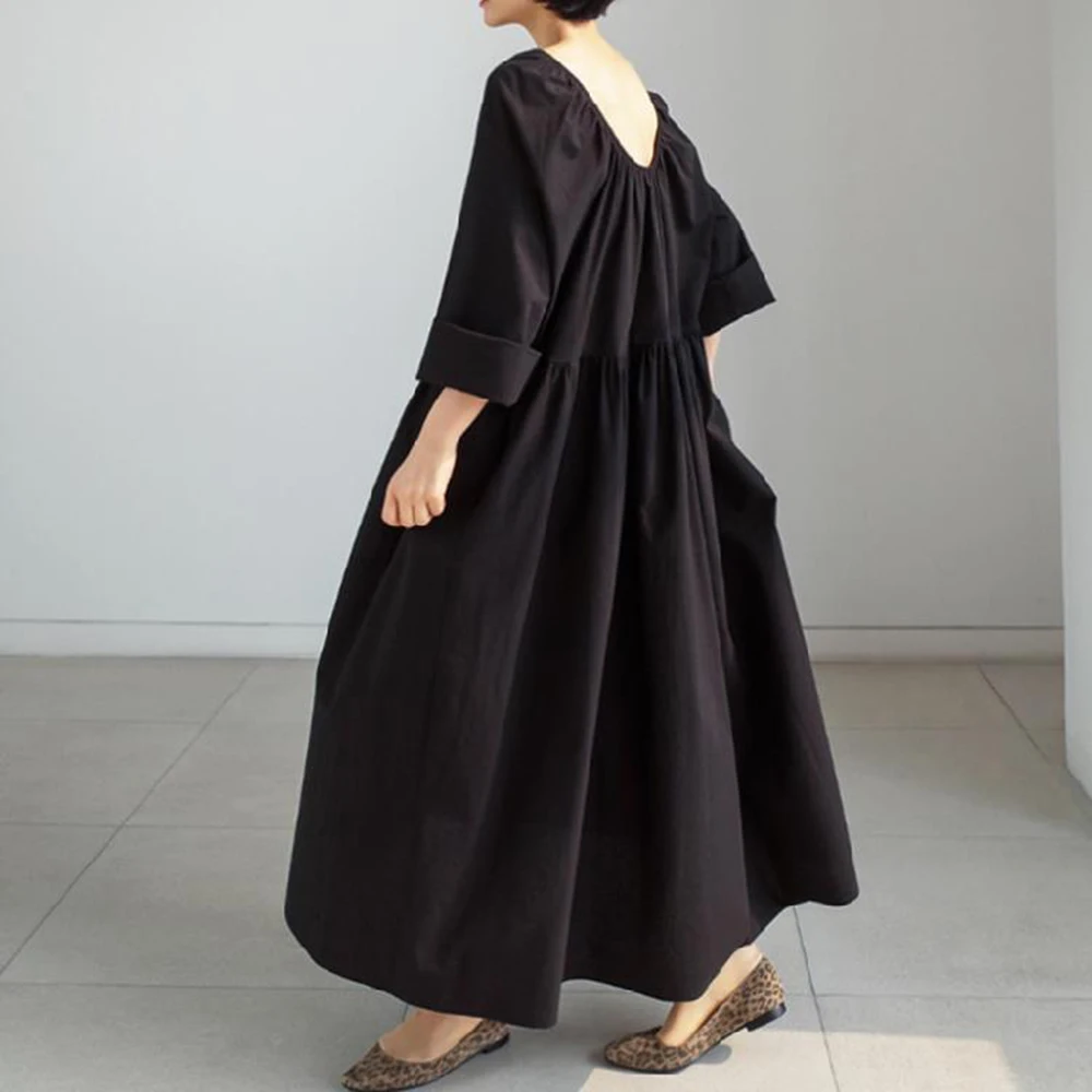 Dress Loose Plus Size Over Knee Long Loose Pockets Cotton Linen Dress Autumn High-waist Front Back Double Wear Dress
Dress Loose Plus Size Over Knee Long Loose Pockets Cotton Linen Dress Autumn High-waist Front Back Double Wear Dress