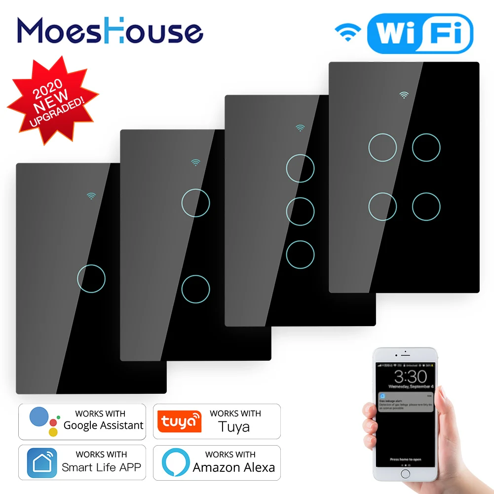 Smart Glass Panel Switch Smart Life/Tuya App Multi-Control Association, Voice Control with Alexa,Google Home,1/2/3/4 Gang
Smart Glass Panel Switch Smart Life/Tuya App Multi-Control Association, Voice Control with Alexa,Google Home,1/2/3/4 Gang