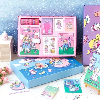 Lovely Wink Girl Diary Gift Set Colorful Cartoon Journal Notebook+Washi Tape+Sticker+Memo+Card+Ruler Children Stationery Gift
Lovely Wink Girl Diary Gift Set Colorful Cartoon Journal Notebook+Washi Tape+Sticker+Memo+Card+Ruler Children Stationery Gift
