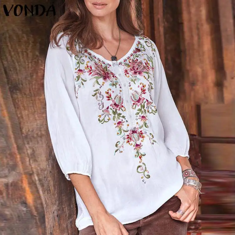 VONDA Women Printed Tunic Vintage Blouse 3/4 Lantern Sleeve Shirts Ladies Plus Size Loose Tops 2020 Summer Bohemian Blusa S-5XL
VONDA Women Printed Tunic Vintage Blouse 3/4 Lantern Sleeve Shirts Ladies Plus Size Loose Tops 2020 Summer Bohemian Blusa S-5XL