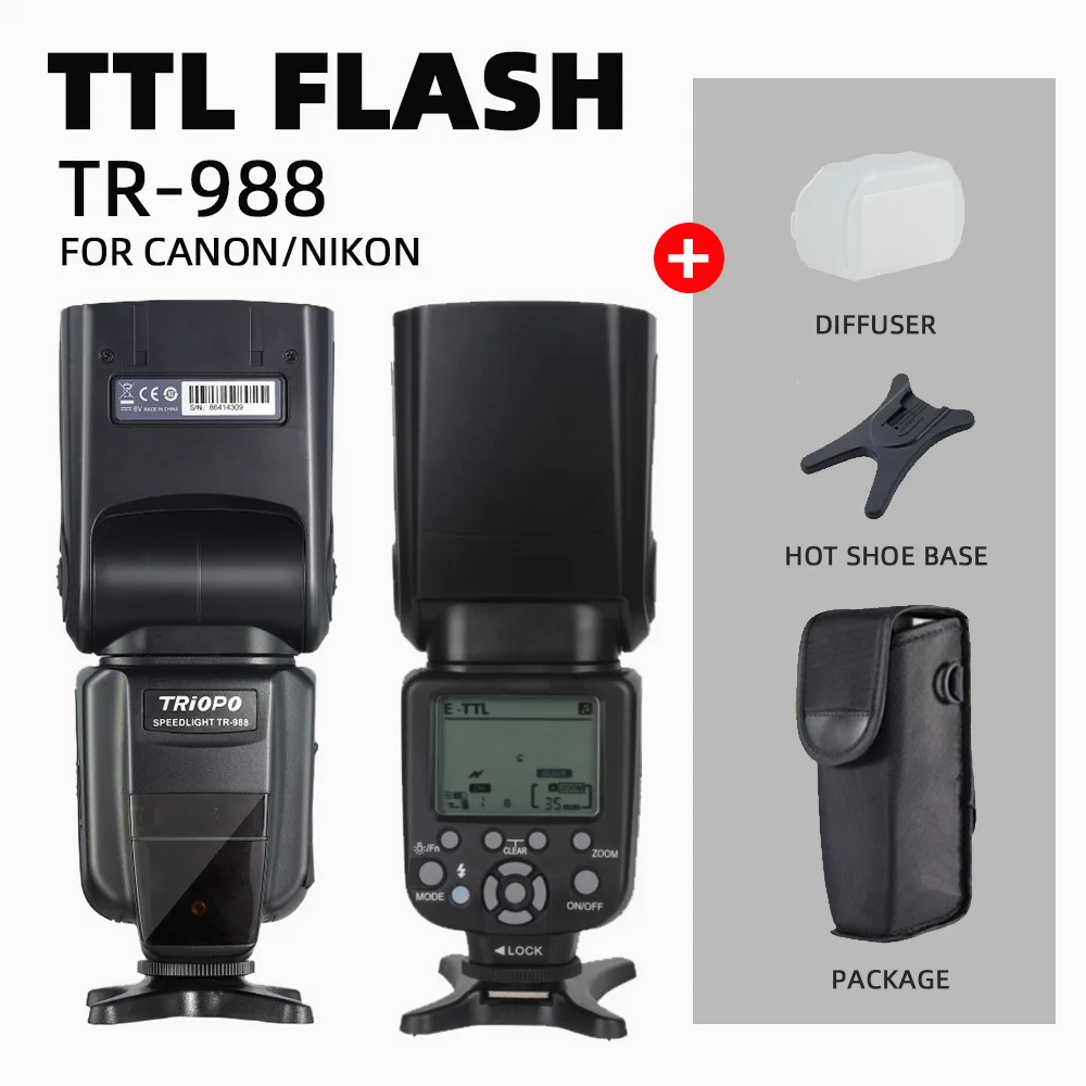 TRIOPO флэш вспышка для зеркальных камер Canon d5300 Nikon d200 d3400 d3100|camera flash|speedlite ttltriopo tr-988 |