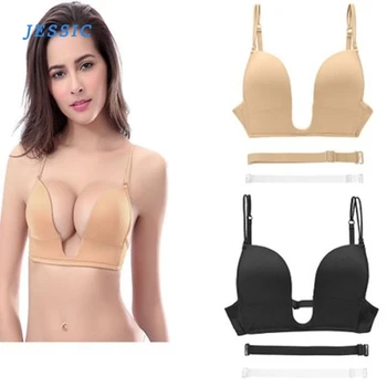 JESSIC Women's Deep Plunge Convertible V Bra Push Up Max Cleavage Strapless Self Adhesive Silicone Invisible Bras
JESSIC Women's Deep Plunge Convertible V Bra Push Up Max Cleavage Strapless Self Adhesive Silicone Invisible Bras