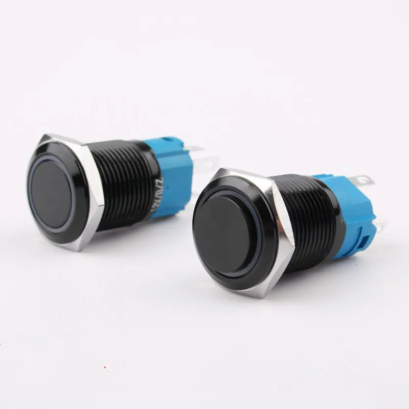 16mm Metal Push Button Waterproof Aluminum Oxide Black Switch With Ring Power LED Light Momentary Latching locking Car Auto Lock
16mm Metal Push Button Waterproof Aluminum Oxide Black Switch With Ring Power LED Light Momentary Latching locking Car Auto Lock